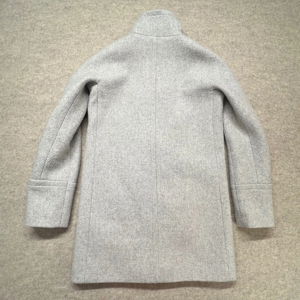 J.Crew Lodge Coat Womens Size 00 Grey Wool Blend Funnel Neck AB945